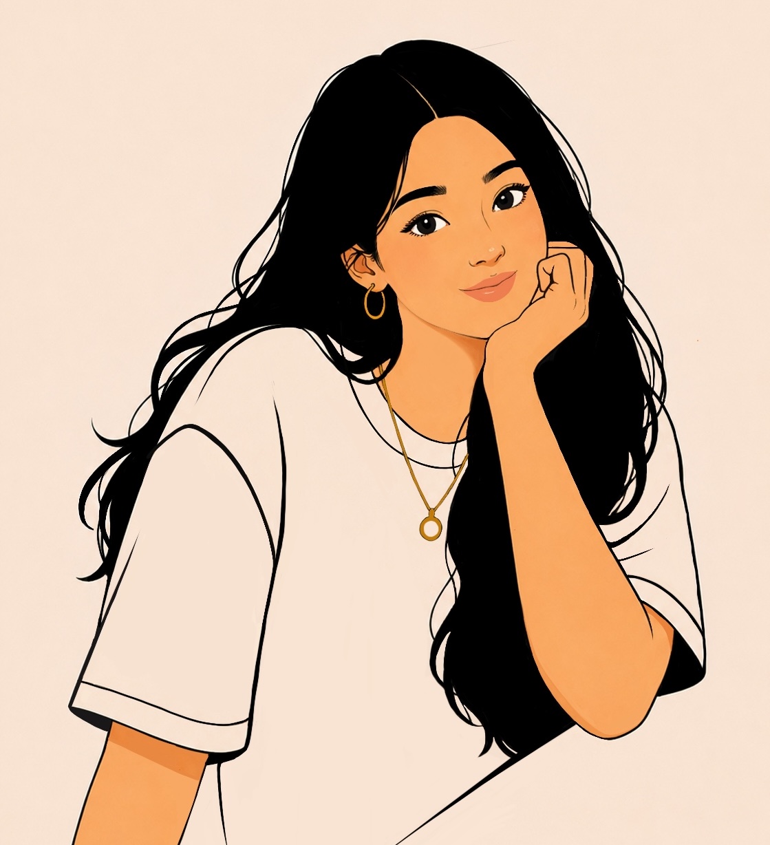 Illustrated self-portrait of Vaishnavi